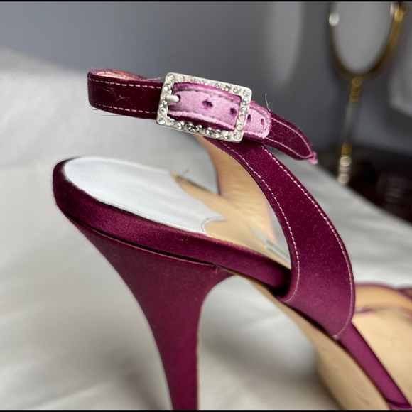 4.5” Choo Satin Stiletto Heels, Fuchsia, Italian size 40 - Picture 11 of 15